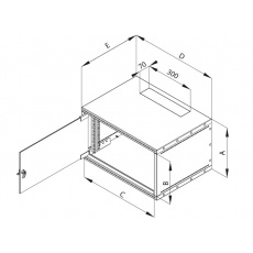 Rack Triton 19" 4U/400mm, FLAT-PACK (rozložený), prosklené dveře, šedý