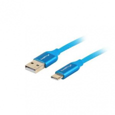 LANBERG USB-C (M) na USB-A (M) 2.0 kabel 1,8m, modrý, rychlé nabíjení 3.0