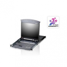 ATEN KL1508AN-AXA-AG 8P CAT-5 HIGH DENSITY DUAL RAIL LCD KVM SW 19INCH W/LED/CABLE/USA KB/EU