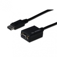 Digitus kabelový adaptér DisplayPort, DP - HD15 M / F, 0,15 m, s blokováním, kompatibilní s DP 1.1a, CE, bl