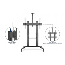 DIGITUS Collaboration Trolley / TV Presentation Cart , 70-120" 140 kg max., černý VESA 200, 400, 600, 800, 1000