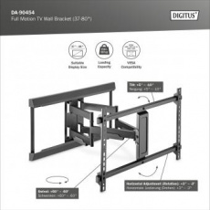 DIGITUS Plně pohyblivý TV nástěnný držák 37-80", 60 kg zatížení max., VESA: 200x100, 200x200, 300x200, 400x200, 300x300, 400x300