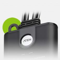 ATEN 2-port HDMI KVM USB mini, integrované kabely, tlačítko pro přepínání