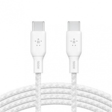 Belkin BOOST CHARGE™ USB-C/USB-C kabel 100W, 2m, bílý - odolný