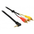 Delock Kabel Stereo jack 3.5 mm 4 pin samec pravoúhlý > 3 x RCA (cinch) samec 1.5 m