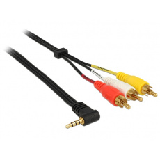 Delock Kabel Stereo jack 3.5 mm 4 pin samec pravoúhlý > 3 x RCA (cinch) samec 1.5 m