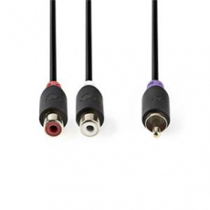 Nedis CABW24010AT02 - Kabel pro Subwoofer | RCA Zástrčka - 2x RCA Zásuvka | 0,2 m | Antracit