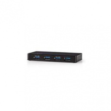 Nedis UHUBU3420BK - Rozbočovač USB | 4 porty | Napájení USB 3.0 | Samostatné Napájení | 5 Gbps