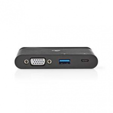 Nedis TCARF220BK - Počítačový Rozbočovač | USB Type-C | USB-C / USB 3.0 / VGA | Power Delivery: 100 W | Černá barva