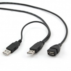 GEMBIRD CABLEXPERT Kabel USB A-A 1m 2.0 prodlužovací DUÁLNÍ pro extra napájení