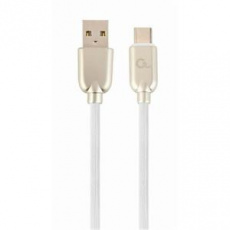 GEMBIRD CABLEXPERT Kabel USB 2.0 AM na Type-C kabel (AM/CM), 1m, pogumovaný, bílý, blister, PREMIUM QUALITY