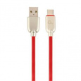 GEMBIRD CABLEXPERT Kabel USB 2.0 AM na Type-C kabel (AM/CM), 1m, pogumovaný, červený, blister, PREMIUM QUALITY