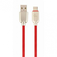 GEMBIRD CABLEXPERT Kabel USB 2.0 AM na Type-C kabel (AM/CM), 2m, pogumovaný, červený, blister, PREMIUM QUALITY