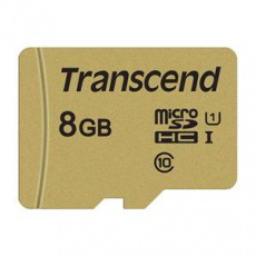 Transcend 8GB microSDHC 500S UHS-I U1 (Class 10) MLC paměťová karta (s adaptérem), 95MB/s R, 25MB/s W