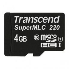 Transcend 4GB microSDHC220I UHS-I U1 (Class 10) SuperMLC průmyslová paměťová karta, 80MB/s R, 45MB/s W, černá