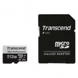 Transcend 512GB microSDXC 340S UHS-I U3 V30 A2 3D TLC (Class 10) paměťová karta (s adaptérem), 160MB/s R, 125MB/s W