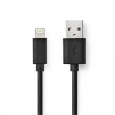 Nedis CCGL39300BK20 - Lightning Kabel| Apple Lightning 8pinový | USB-A Zástrčka | 2 m | Pocínovaná měď / Černá