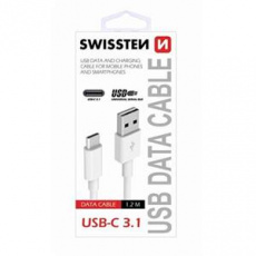 SWISSTEN DATA CABLE USB / USB-C 3.1 1,5M WHITE (9mm)