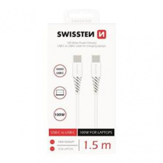 SWISSTEN DATOVÝ KABEL TPE USB-C/USB-C POWER DELIVERY 5A (100W) 1,5 M BÍLÝ