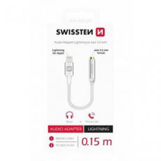 SWISSTEN AUDIO ADAPTÉR TEXTILE LIGHTNING /JACK(samice) 0,15AUDIO ADAPTÉR TEXTILE LIGHTNING /JACK(samice) 0,15 M STŘÍBRNÝ