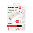 SWISSTEN SÍŤOVÝ ADAPTÉR SMART IC, CE 2x USB 2,1 A POWER BÍLÝ + DATOVÝ KABEL SWISSTEN USB / LIGHTNING 1,2 M BÍLÝ