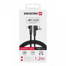 SWISSTEN TEXTILNÍ DATOVÝ KABEL ARCADE USB / USB-C 1,2 M ČERNÝ