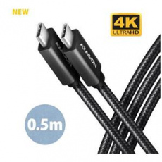 AXAGON BUCM32-CM05AB, SPEED+ kabel USB-C <-> USB-C, 0.5m, USB 20Gbps, PD 100W 5A, 4K HD, ALU, oplet, černý