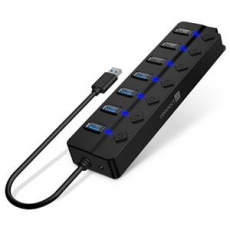 CONNECT IT Mighty Switch 2 USB-A hub, (4xUSB-A 3.0, 3xUSB-A 2.0), externí, ČERNÝ