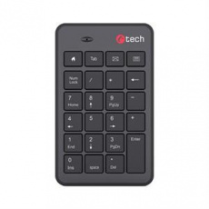 C-TECH klávesnice KBN-02W, bezdrátová, numerická, 23 kláves, USB slim black