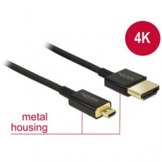 Delock Kabel High Speed HDMI s Ethernetem - HDMI-A samec > HDMI Micro-D samec 3D 4K 1 m Slim Premium