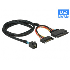 Delock Kabel SFF-8643 samec > U.2 SFF-8639 samec + napájecí konektor SATA 75 cm