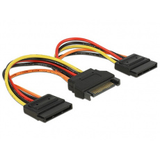 Delock Napájecí kabel SATA 15 pin samec > 2 x Power SATA 15 pin samice 15 cm