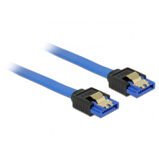 Delock Cable SATA 6 Gb/s receptacle straight > SATA receptacle straight 30 cm blue with gold clips