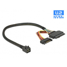 Delock Kabel SFF-8643 samec > U.2 SFF-8639 + napájecí konektor SATA 30 cm