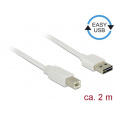 Delock Kabel EASY-USB 2.0 Typ-A samec > USB 2.0 Typ-B samec 2 m bílý