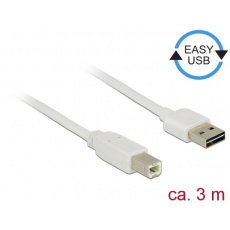 Delock Kabel EASY-USB 2.0 Typ-A samec > USB 2.0 Typ-B samec 3 m bílý