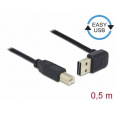 Delock Kabel EASY-USB 2.0 Typ-A samec pravoúhlý nahoru / dolů > USB 2.0 Typ-B samec 0,5 m