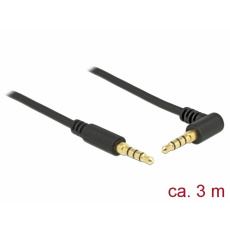 Delock Kabel Stereo Jack 3,5 mm 4 pin samec > samec pravoúhlý 3 m černý