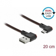 Delock Kabel EASY-USB 2.0 Typ-A samec na EASY-USB Typ Micro-B samec pravoúhlý levý / pravý 0,2 m černý