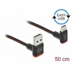 Delock Kabel EASY-USB 2.0 Typ-A samec na USB Type-C™ samec pravoúhlý nahoru / dolů 0,5 m černý