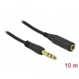 Delock Stereo Jack prodlužovací kabel 6,35 mm 3 pin samec na samici 10 m černý