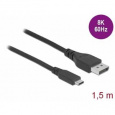 Delock Obousměrný kabel USB Type-C™ na DisplayPort (režim DP Alt) s certifikací 8K 60 Hz 1,5 m DP 8K