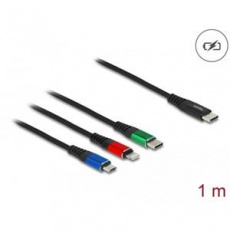 Delock Nabíjecí kabel USB 3 v 1 USB Type-C™ na Lightning™ / Micro USB / USB Type-C™, 1 m