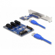 Delock Karta PCI Express Riser x1 na 3 x PCIe x1, s 50 cm USB kabelem