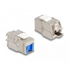 Delock Modul Keystone RJ45, ze zásuvky na LSA, Cat.6A, beznástrojový, s modrým protiprachovým krytem