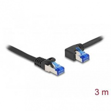 Delock Síťový kabel rozhraní RJ45 Cat.6A, S/FTP, přímý / levý pravoúhlý, 3 m, černý