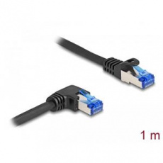 Delock Síťový kabel rozhraní RJ45 Cat.6A, S/FTP, přímý / pravý pravoúhlý, 1 m, černý