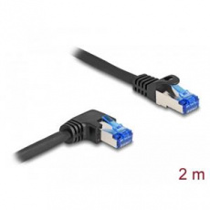 Delock Síťový kabel rozhraní RJ45 Cat.6A, S/FTP, přímý / pravý pravoúhlý, 2 m, černý