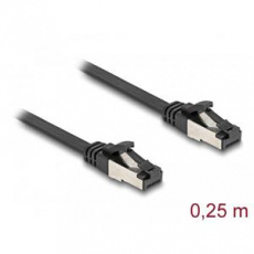 Delock RJ45 Plochý spojovací kabel ze zástrčky na zástrčku, Cat.8.1, ohebný, 0,25 m, černý