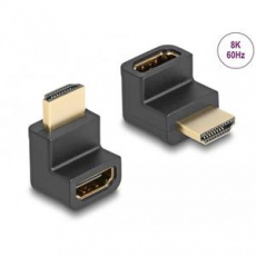 Delock High Speed HDMI with Ethernet Adapter Stecker zu Buchse gewinkelt 8K 60 Hz schwarz